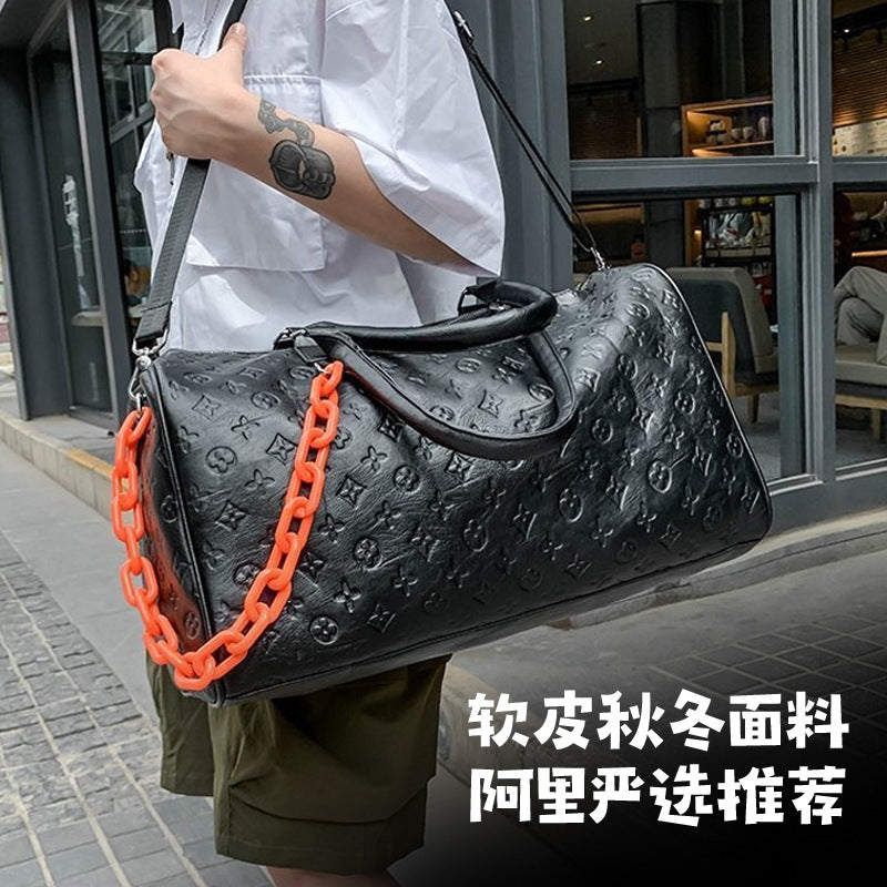 「9952」D23.05旅行包時尚手提單肩出差休閒行李袋PU軟皮洋氣瑜伽健身包
