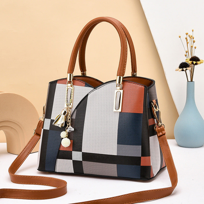 「SC1113」A23.11冬季新款手提包格紋洋氣肩包百搭時尚斜背包