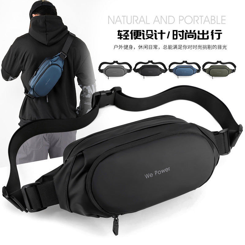 「1100-33」C23.WE新款男士腰包韓版簡約胸包戶外運動斜挎包防潑水機能腰包手機包