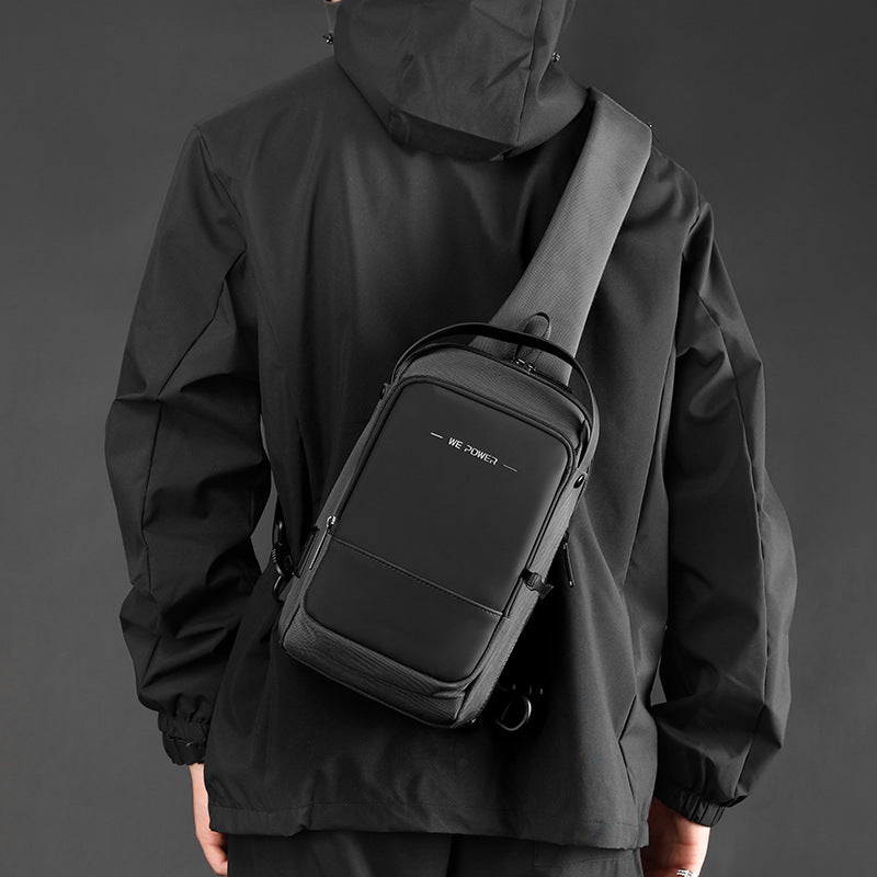 「3001」C23.WE新款機能男胸包戶外防水斜肩包男士多功能商務胸前包背包