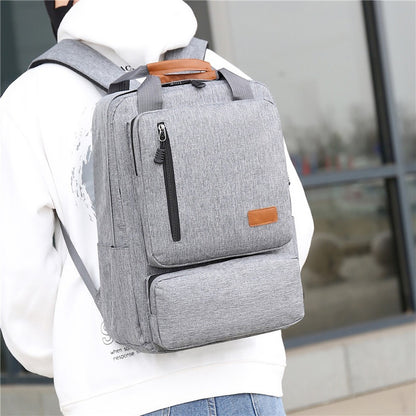 「331」E23.00新款商務雙肩包男學生書包旅行休閒筆記本三件套商務電腦背包