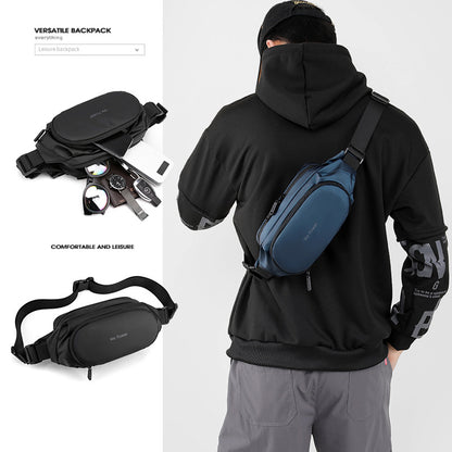 「1100-33」C23.WE新款男士腰包韓版簡約胸包戶外運動斜挎包防潑水機能腰包手機包
