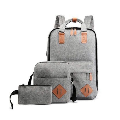 「0319」E22.00韓版潮酷電腦雙肩包2022新款大容量學生旅行背包多功能三件套背包